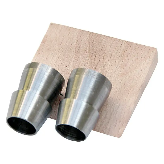 Wisent Ersatzkeil-Set - Geeignet für: Spaltaxt, 3 -tlg. - Zwei Nietwerkzeuge aus Stahl mit hölzernem Untergrund, ideal für Schmuck- und Lederarbeiten. Präzises Setzen von Nieten garantiert!