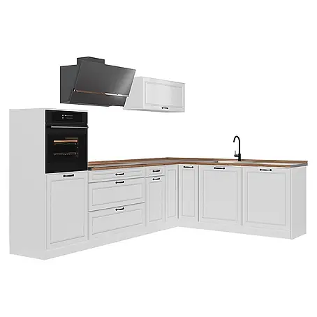 Eckküche R-Line 287 cm Weiß Landhaus Art.-Nr. 68215