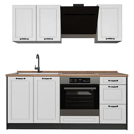 Singleküche R-Line 180 cm Weiß Landhaus Art.-Nr. 67759