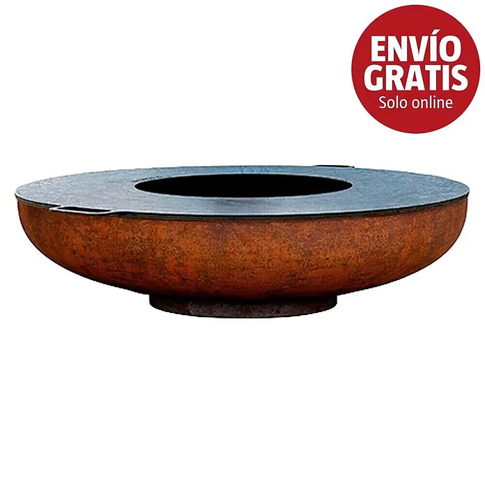 Nora Flames Brasero Calsotera + plancha - Diámetro: 80 cm, Acero Corten - Imagen de campaña