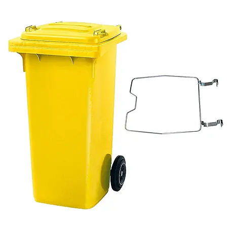 BRB Mülltonne MGB 120 Liter, mit Klemmring für Müllsäcke (gelb)