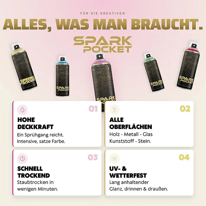 SPARK Pocket 6er Set 200ml Gold Silber Braun Anthrazit Weiss Schwarz - 