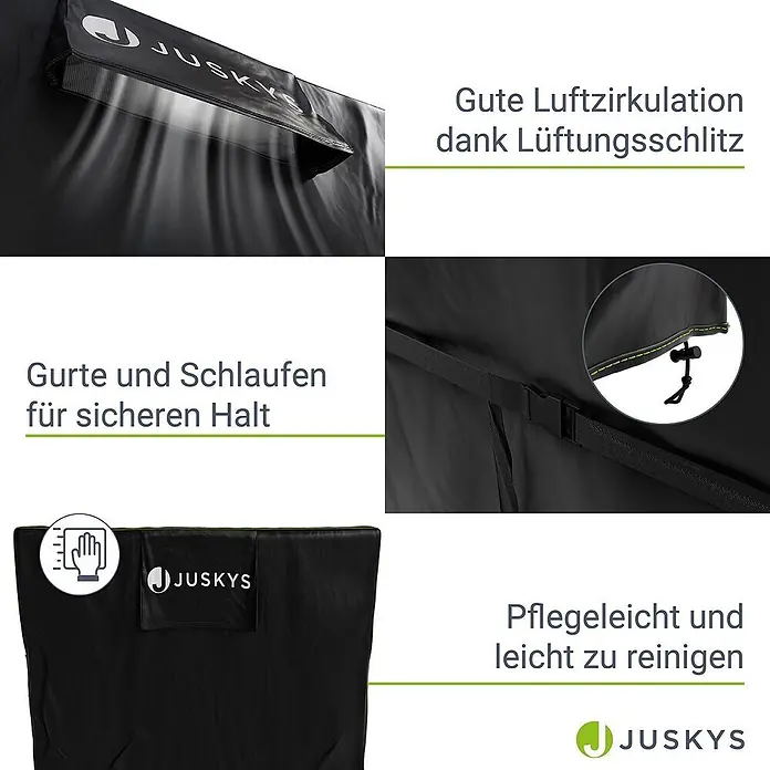 Gartenmöbel Abdeckplane CoverSafe Pro 170 x 95 x 75 cm -  - Schwarze Abdeckplane mit Lüftungsschlitz, Gurten und Schlaufen für sicheren Halt, leicht zu reinigen.