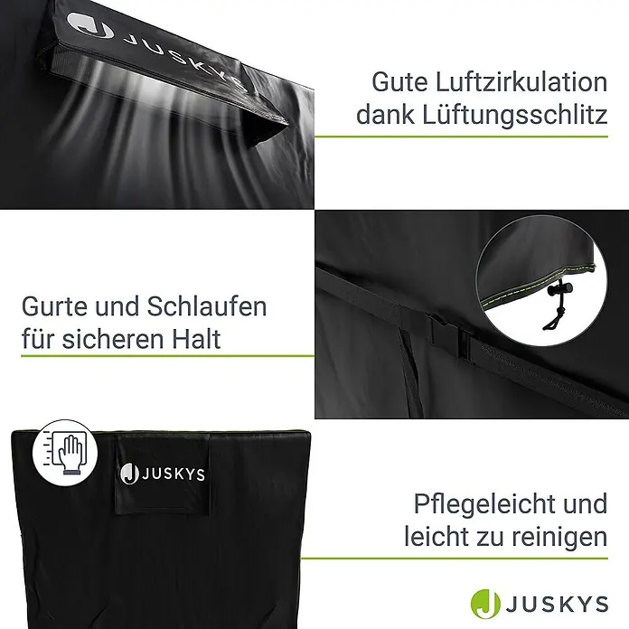 Gartenmöbel Abdeckplane CoverSafe Pro 150x90x75 cm -  - Schwarze Schutzhülle mit Lüftungsschlitz, Befestigungsgurten und pflegeleichtem, abwischbarem Material.