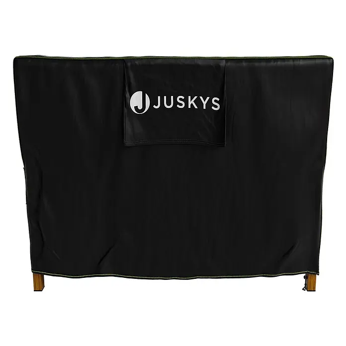 Gartenmöbel Abdeckplane CoverSafe Pro 160 x 100 x 75 cm -  - Schwarze JUSKYS Abdeckung mit grünen Nähten für Gartenmöbel.
