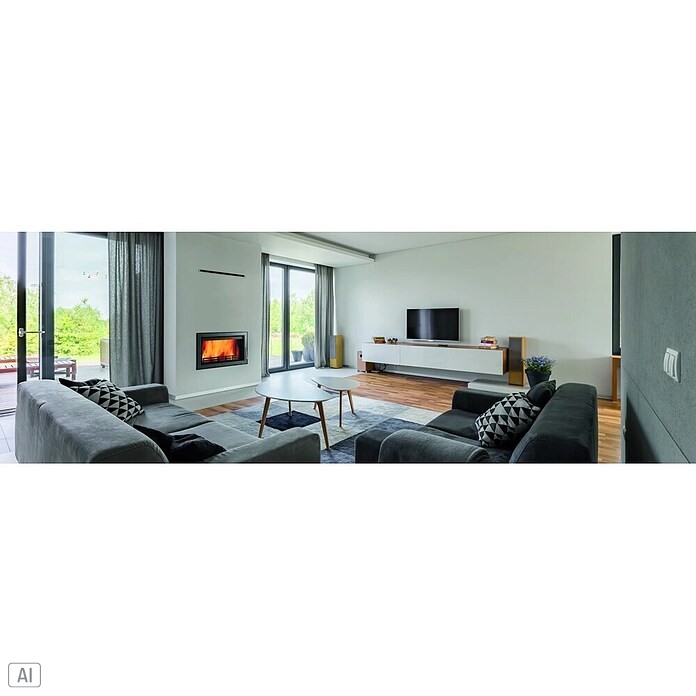 Haas+Sohn Wasserführender Kamineinsatz Aqua 187.9-WT (17 kW, Raumheizvermögen: 325 m³, Perl-Anthrazit)