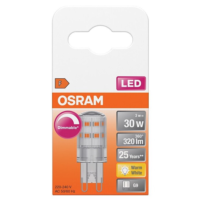 Osram Superstar LED-Leuchtmittel (3,5 W, G9, Lichtfarbe: Warmweiß, Dimmbar, Eckig)
