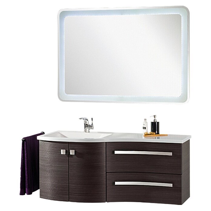 Camargue Wave Inbouwwastafel (55 x 120 cm, Links, Mineraalmarmer, Wit)
