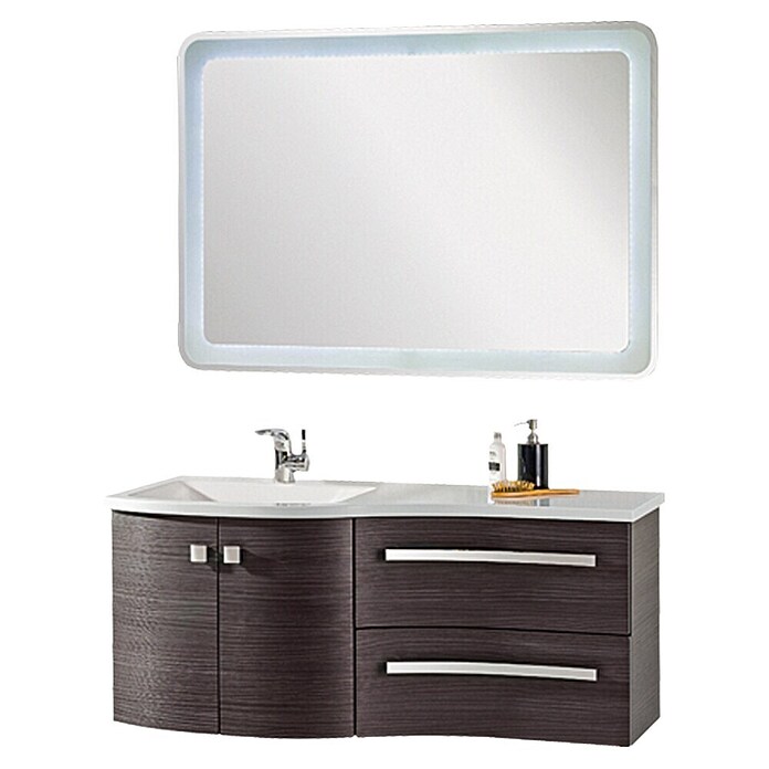Camargue Wave Wastafelonderkast (54 x 120 x 50 cm, Links, Dark oak, Mat)