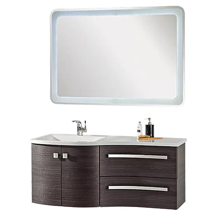 Camargue Wave Einbauwaschbecken - 120 x 55 cm, Weiß, DIN Anschlag: Links - Diagonale Ansicht