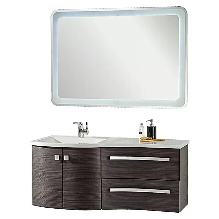 Camargue Wave Einbauwaschbecken - 120 x 55 cm, Weiß, DIN Anschlag: Links