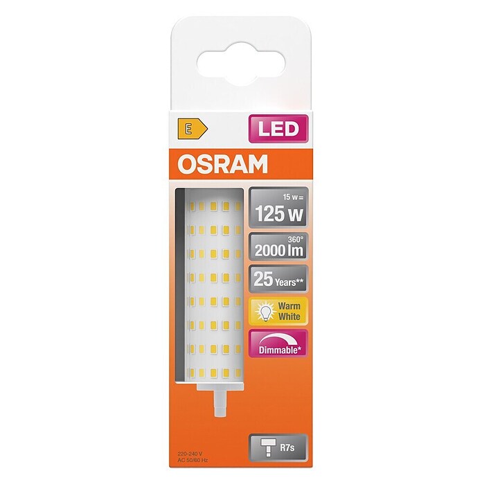 Osram Superstar LED-Leuchtmittel (15 W, R7s, Lichtfarbe: Warmweiß, Dimmbar, Rund)