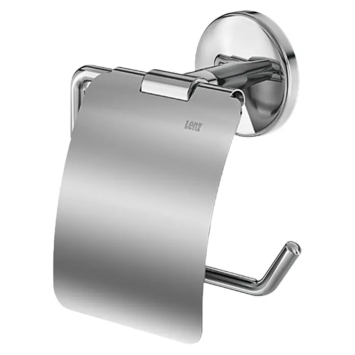 Lenz Flame Toilettenpapierhalter - Mit Deckel, Silber - Diagonale Ansicht