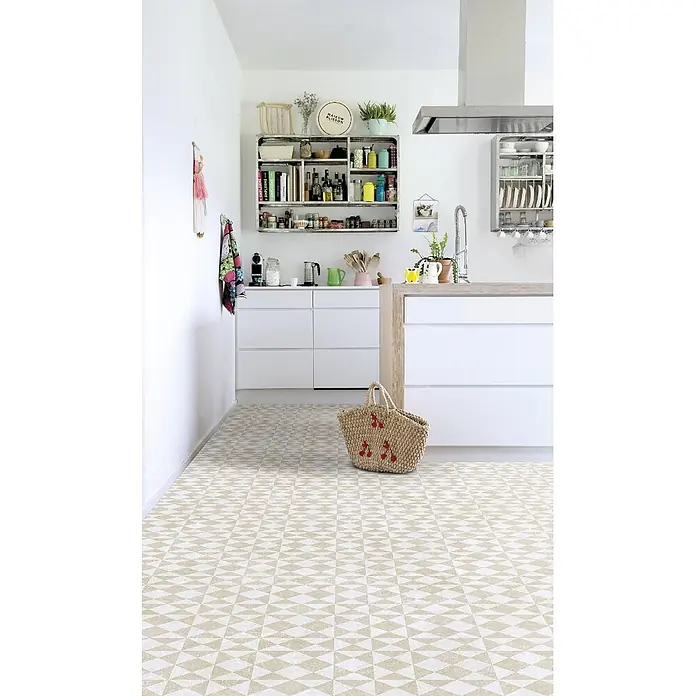 PVC-Boden Meterware Vinylboden 4m Fliesenoptik Retro Terrazzo - 
