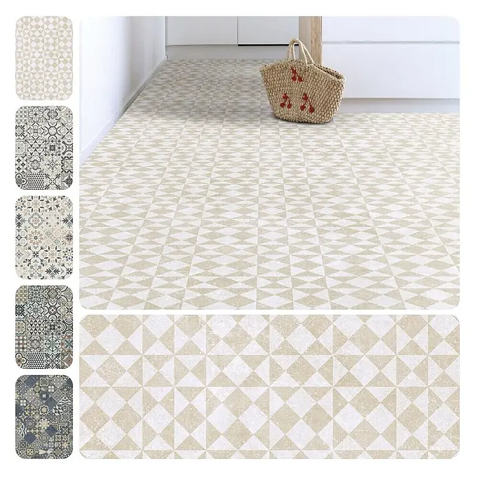 PVC-Boden Meterware Vinylboden 2m Fliesenoptik Retro Terrazzo - 