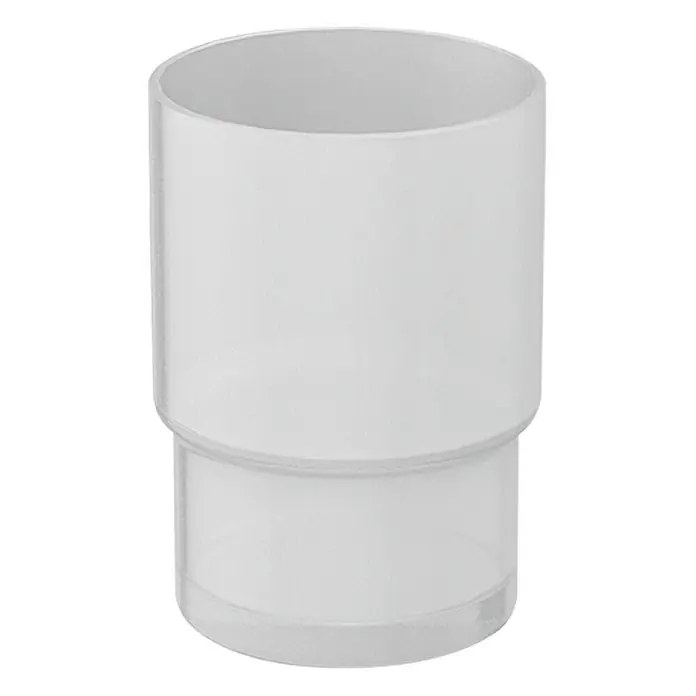 Lenz Ersatz-Zahnputzglas Scala/Pisa - Durchmesser: 65 mm, Glas - Das Bild zeigt einen zylindrischen, weißen Behälter mit einer Stufe im unteren Drittel, ideal für Badezimmer-Accessoires.