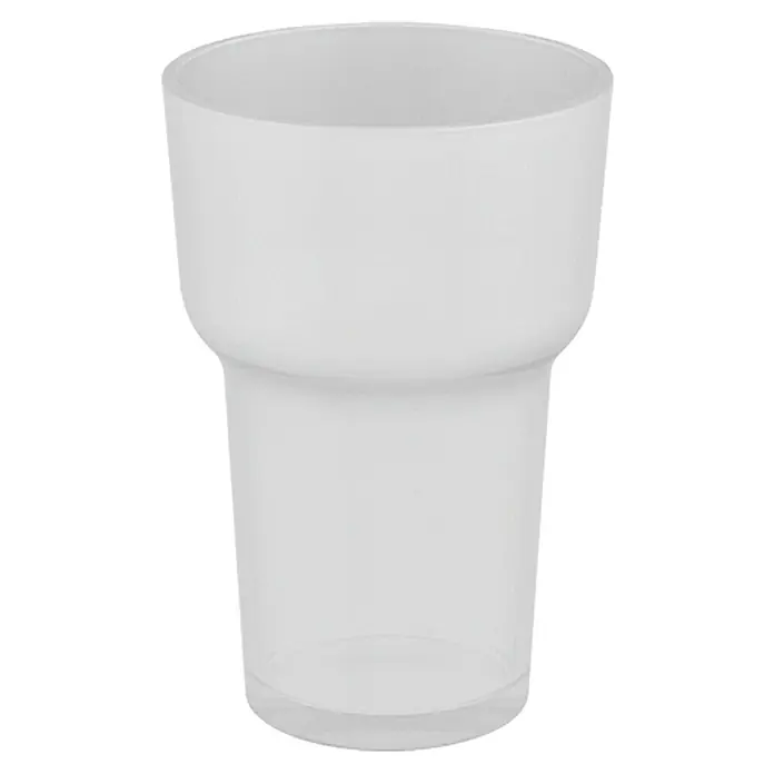 Lenz Flame Ersatz-Zahnputzglas - Durchmesser: 74 mm, Glas - Das Foto zeigt einen einfachen, durchscheinenden, weißen Trinkbecher. Ideal für den täglichen Gebrauch und vielseitig einsetzbar.