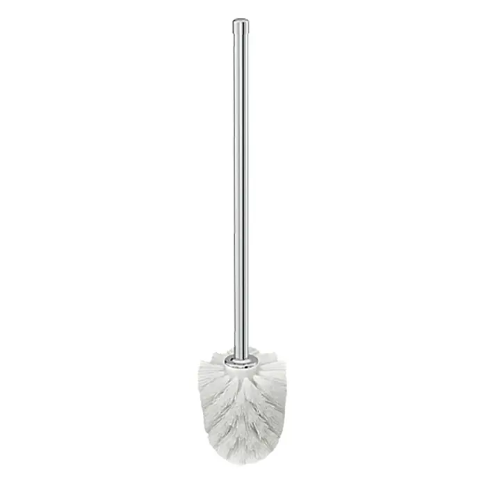 Lenz Flame Ersatzbürste - Mit Rohr, Verchromt - Toilettenbürste mit Chromstiel und weißen Borsten für die Reinigung.