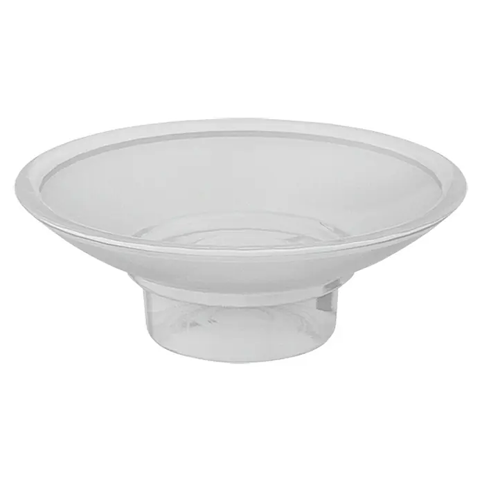 Lenz Flame Ersatz-Seifenschale - Durchmesser: 12 cm, Satiniert - Klares Glasseifenstück mit breitem Rand und zylindrischem Sockel. Ideal für Badezimmer, um Seife ordentlich aufzubewahren.
