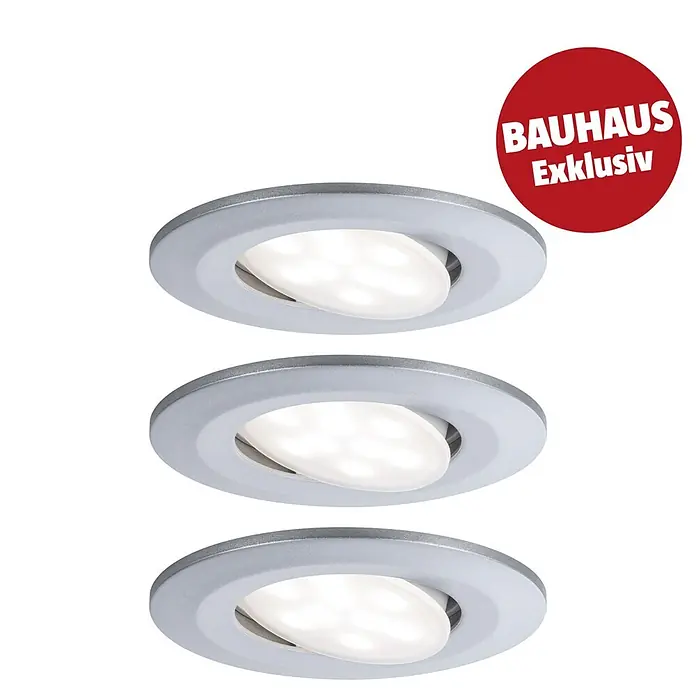 Paulmann LED-Einbauleuchten-Set Vali - 16,5 W, Chrom, 3 Stk., Warmweiß, IP65 - Drei silberne LED-Einbaustrahler mit schwenkbaren Lichtquellen.