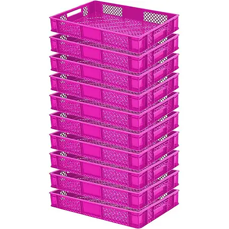 BRB 10x Eurobehälter, LxBxH 600x400x90 mm, Inhalt 15 Liter (pink)
