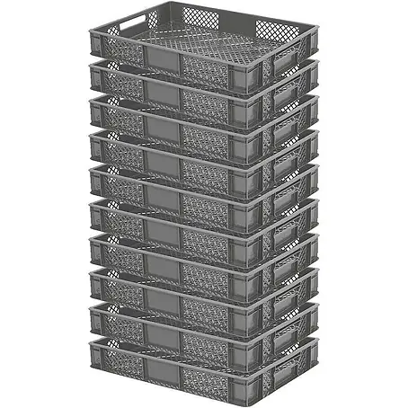 BRB 10x Eurobehälter, LxBxH 600x400x90 mm, Inhalt 15 Liter (grau)