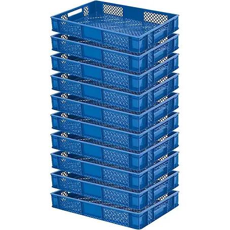 BRB 10x Eurobehälter, LxBxH 600x400x90 mm, Inhalt 15 Liter (blau)