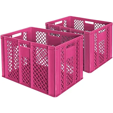 BRB 2x Eurobehälter/Bäckerkiste, LxBxH 600x400x410 mm, durchbrochen (pink)