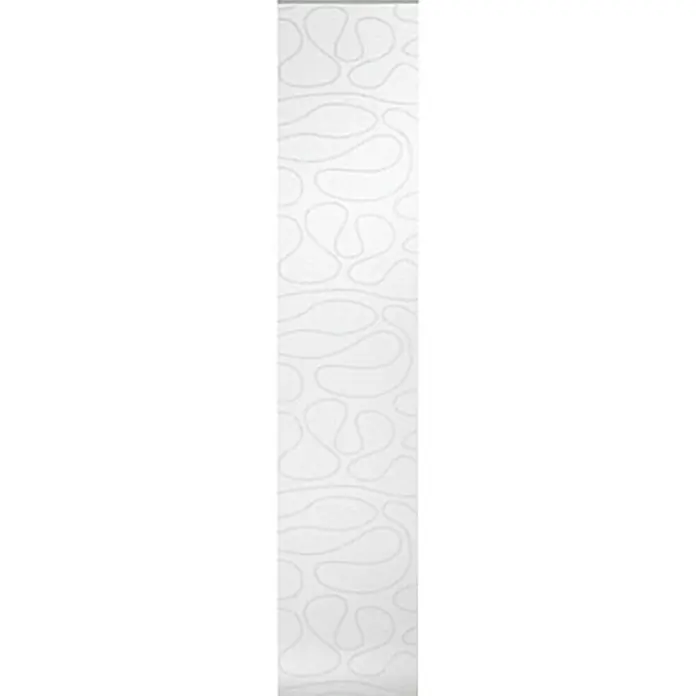 Expo Ambiente Flächenvorhang Move - Weiß, 100 % Polyester, 60 x 300 cm - Lange, weiße Tür mit einem dezenten Muster aus stilisierten, hellgrauen Formen. Ideal für moderne Raumgestaltung.