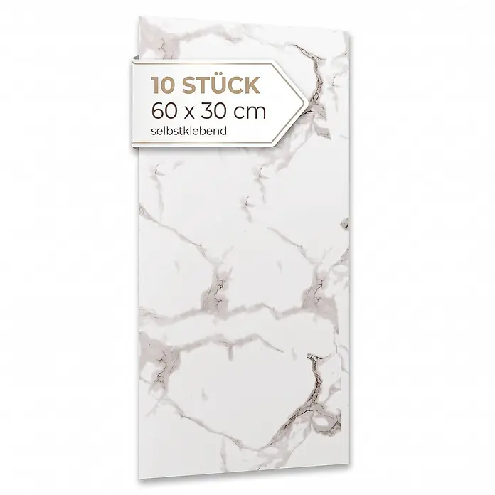 Dalsys 10x Wandverkleidung Selbstklebend 60x30cm Weiß PVC - 