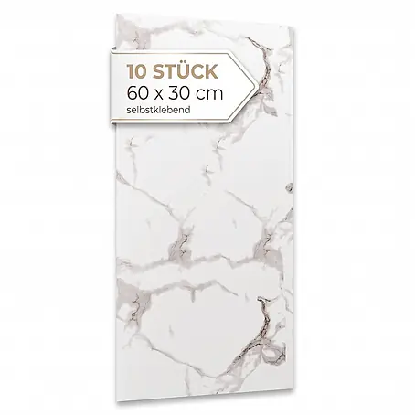 Dalsys 10x Wandverkleidung Selbstklebend 60x30cm Weiß PVC