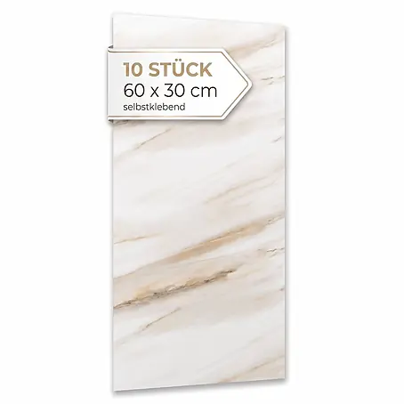 Dalsys 10x Wandverkleidung Selbstklebend 60x30cm Elfenbein PVC