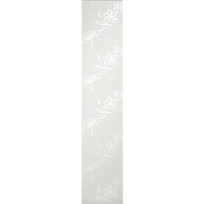 Expo Ambiente Flächenvorhang Flower - 60 x 300 cm, Weiß, 65 % Polyester, 35 % Rayon - Diese elegante, weiße Fensterscheibe verfügt über ein zartes Blumenmuster, das jedem Raum eine subtile Note verleiht. Ideal für sanftes Licht und Privatsphäre.