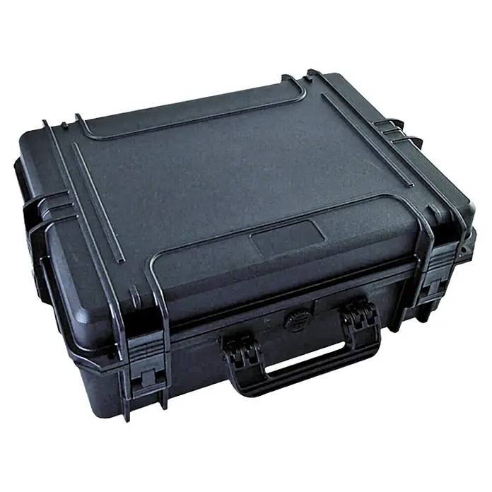 Wasserdichter Koffer MAX 505 - L x B x H: 555 x 428 x 211 mm, Mit Würfelschaumstoffeinlage, Schwarz, Kunststoff - Schwarzer Schutzkoffer mit robusten Verschlüssen und Tragegriff, ideal für den sicheren Transport empfindlicher Gegenstände.