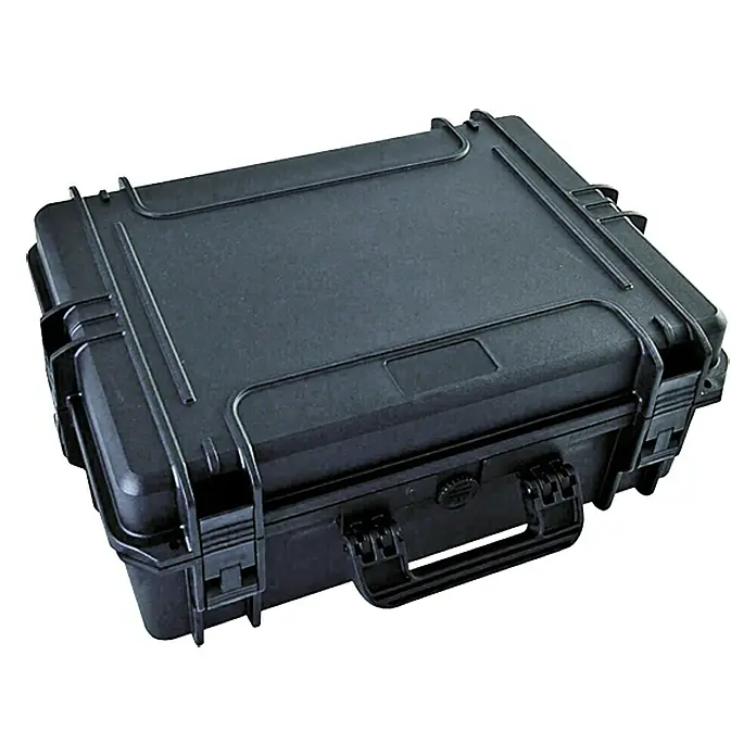 Wasserdichter Koffer MAX 505 - L x B x H: 555 x 428 x 211 mm, Mit Würfelschaumstoffeinlage, Schwarz, Kunststoff - Schwarzer Schutzkoffer mit robusten Verschlüssen und Tragegriff, ideal für den sicheren Transport empfindlicher Gegenstände.