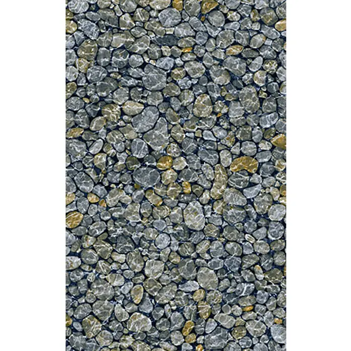 D-c-fix Trendyline Klebefolie Caillou - 150 x 45 cm, Steinmuster, Selbstklebend - Bild eines Mosaiks aus Flusskieselsteinen in verschiedenen Grautönen und einigen Akzenten in Gold. Dieses Mosaik verleiht jedem Raum eine natürliche Note.