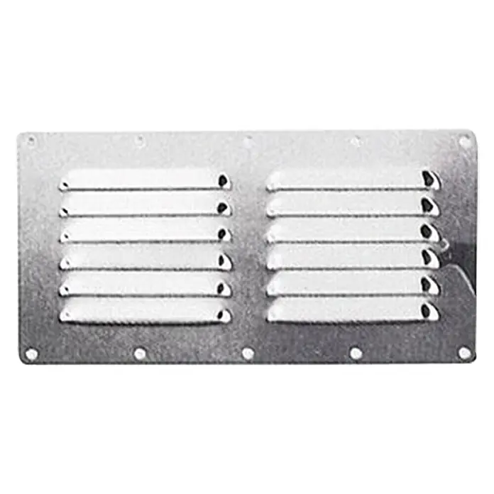 Luftgitter - 230 x 115 mm, Edelstahl, Eckig - Metallgitter mit horizontalen Schlitzen zur Belüftung, ideal für den Einbau in Wände oder Türen zur Luftzirkulation.