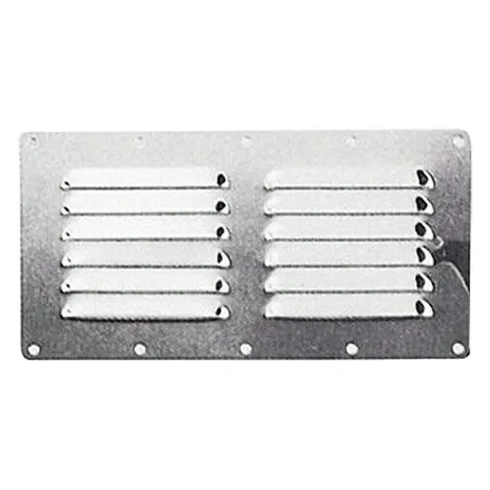 Luftgitter - 230 x 115 mm, Edelstahl, Eckig - Metallgitter mit horizontalen Schlitzen zur Belüftung, ideal für den Einbau in Wände oder Türen zur Luftzirkulation.