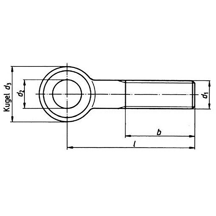 Marinetech Augenschraube (M8, Länge: 60 mm, Form B, Edelstahl, A4)