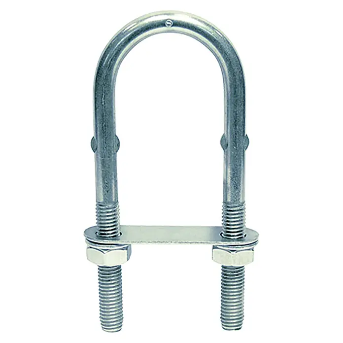 Marinetech U-Bolzen - Durchmesser: 12 mm, Länge: 100 mm, Edelstahl, A2 - U-Bolzen aus Metall mit Gewinde und Muttern. Dieses Befestigungselement ist ideal für die sichere Montage verschiedener Bauteile.