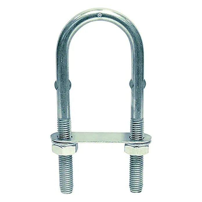 Marinetech U-Bolzen - Durchmesser: 12 mm, Länge: 150 mm, Edelstahl, A2 - U-Bolzen aus Metall mit Gewinde und Muttern. Dieses Befestigungselement ist ideal für die sichere Montage verschiedener Bauteile.