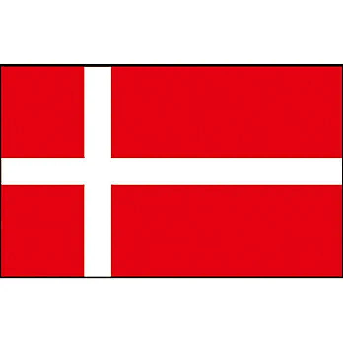 FlaggeDänemark, 30 x 20 cm, Spunpolyester - Flagge von Dänemark mit rotem Hintergrund und weißem Kreuz, das sich über die gesamte Flagge erstreckt.