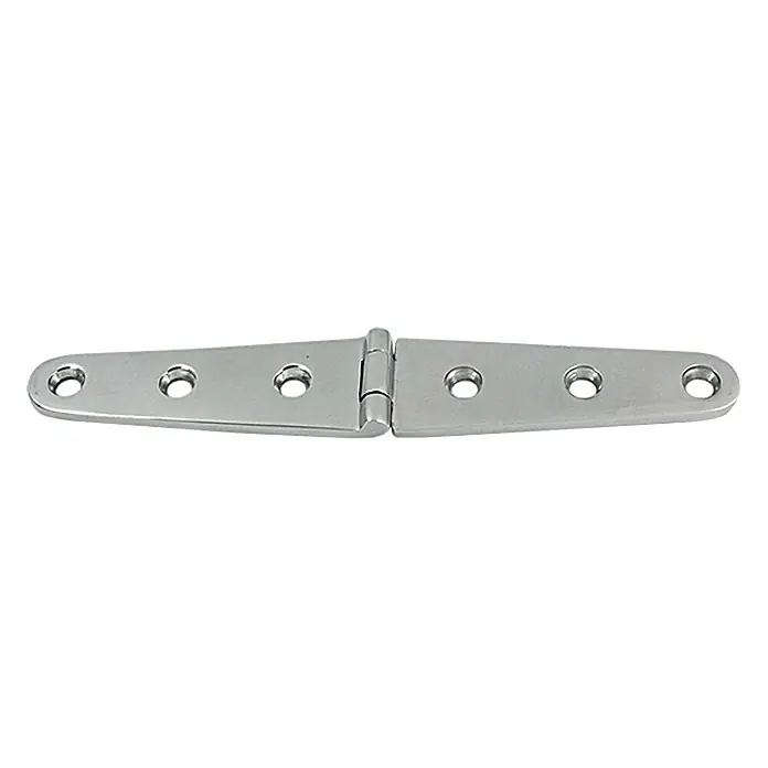 Marinetech Scharnier - L x B: 160 x 27 mm, Stahlsorte: A4 - Langes Bootsscharnier aus poliertem Edelstahl mit abgerundeten Ecken und Schraubenlöchern für eine einfache Montage.