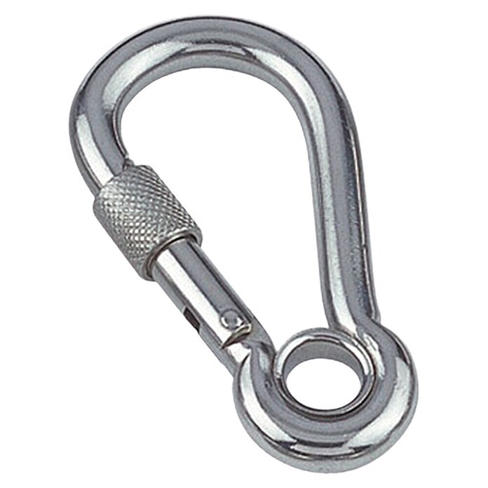 Karabinerhaken (Ø x L: 16 x 100 mm, Bruchlast: 2.000 kg, Edelstahl, A4)