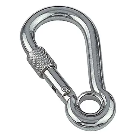 Karabinerhaken mit Sicherheitsmutter und Kausche