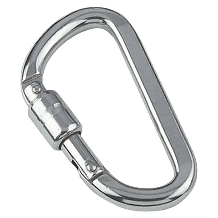 Karabinerhaken mit Springverschluss - Ø x L: 10 x 100 mm, Bruchlast: 1.180 kg, Edelstahl, A4 - Diagonale Ansicht