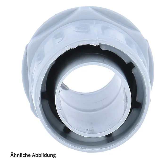 FLEXA FLKI Kunststoffverschraubung gerade Gewinde PG48x1,588 für -  - Graue Kunststoff-Rohrverschraubung, ein Reduzierstück oder Adapter, mit geripptem Außenring und Innenrohr.
