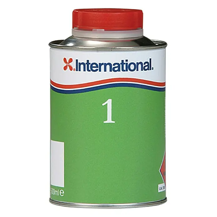 International Verdünnung Nr. 1 - 500 ml - Ein Behälter International Verdünner Nr. 1, ideal zum Verdünnen von Farben und Lacken. Mit rotem Deckel und grüner Etikettierung.
