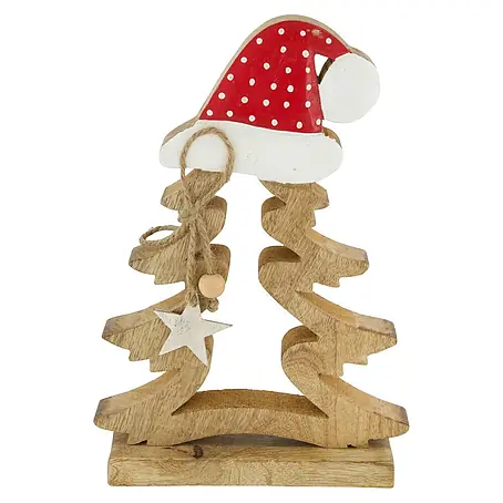 Figura decorativa navideña Árbol con gorro de Papa Noel