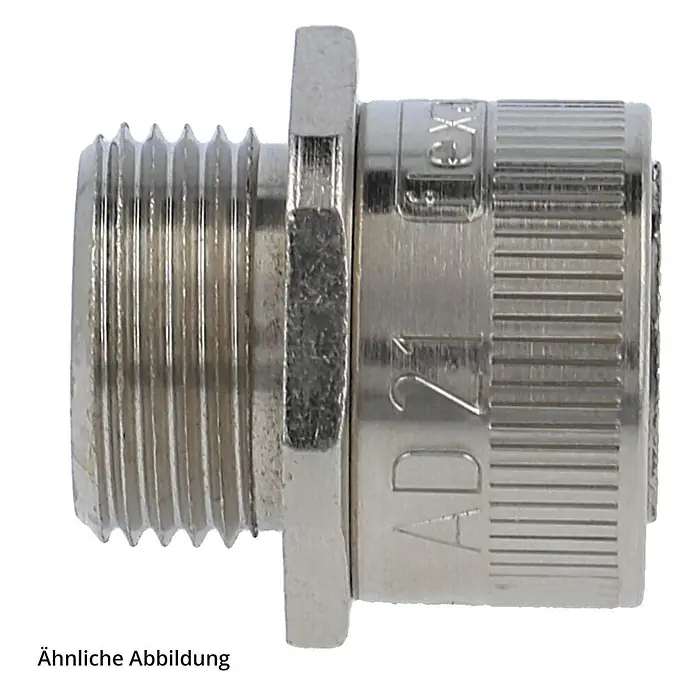 FLEXA LIF-M Metallverschraubung gerade Gewinde M25x1,5 für -  - Silberfarbene Metall-Kabelverschraubung mit Außengewinde und AD 21-Markierung für flexible Leitungen.